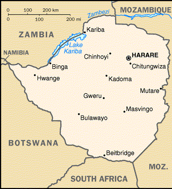 Karte Zimbabwe